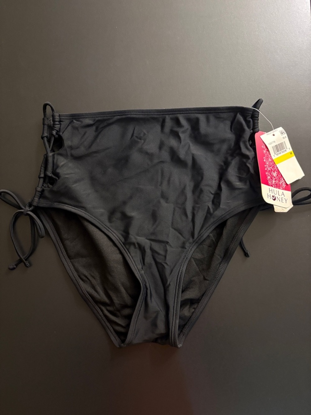 Hula Honey Black High-Waist Side-Tie Swim Bottoms